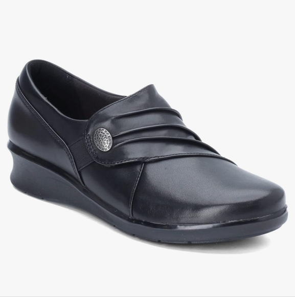 Clarks Shoes - Clarks Women's Black Hope Roxanne Slip-on Shoes Size 9.5 WIDE NIB